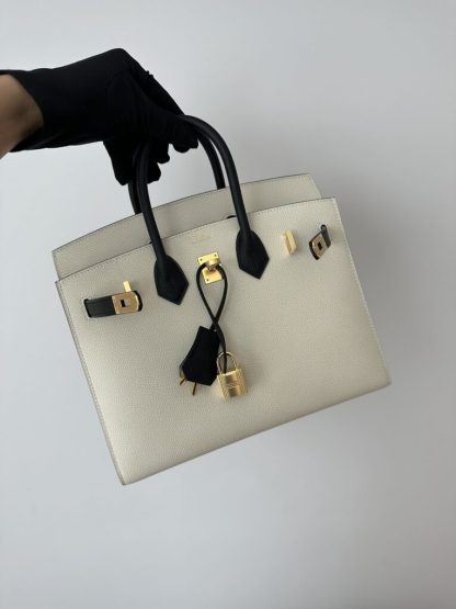  Hermes Birkin 25cm CC10 Carie & CC89 Noir Handmade Hand Stitching Epsom #3504 - Image 11