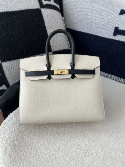  Hermes Birkin 25cm CC10 Carie & CC89 Noir Handmade Hand Stitching Epsom #3504 - Image 15
