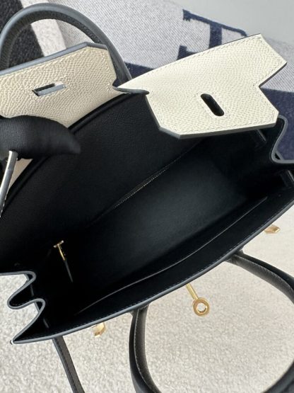  Hermes Birkin 25cm CC10 Carie & CC89 Noir Handmade Hand Stitching Epsom #3504 - Image 4