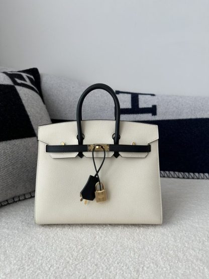  Hermes Birkin 25cm CC10 Carie & CC89 Noir Handmade Hand Stitching Epsom #3504 - Image 12