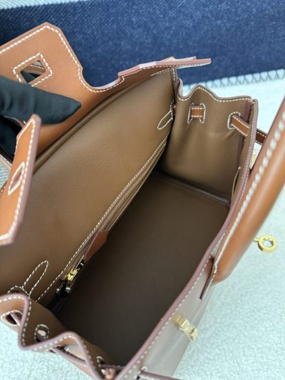  Hermes Birkin 25cm CC34 Favue Handmade Hand Stitching Barenia natural Gold Hardware #3503 - Image 4