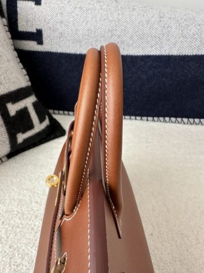  Hermes Birkin 25cm CC34 Favue Handmade Hand Stitching Barenia natural Gold Hardware #3503 - Image 9
