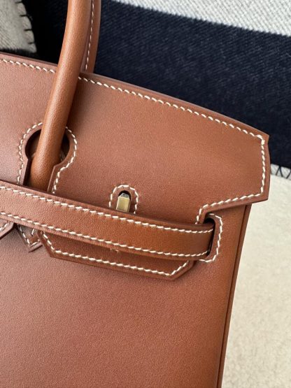  Hermes Birkin 25cm CC34 Favue Handmade Hand Stitching Barenia natural Gold Hardware #3503 - Image 13