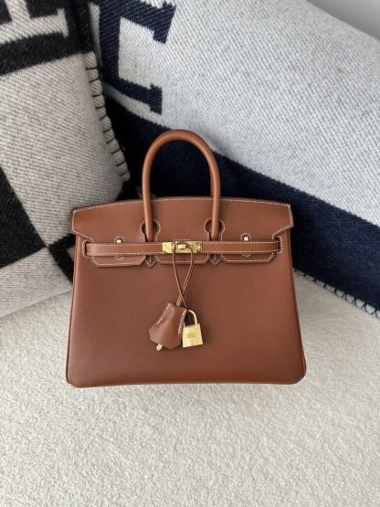  Hermes Birkin 25cm CC34 Favue Handmade Hand Stitching Barenia natural Gold Hardware #3503 - Image 16
