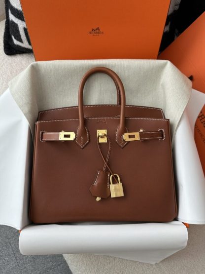  Hermes Birkin 25cm CC34 Favue Handmade Hand Stitching Barenia natural Gold Hardware #3503 - Image 14
