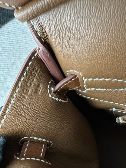 Hermes Birkin 25cm CC34 Favue Handmade Hand Stitching Barenia natural Gold Hardware #3503 - Image 2