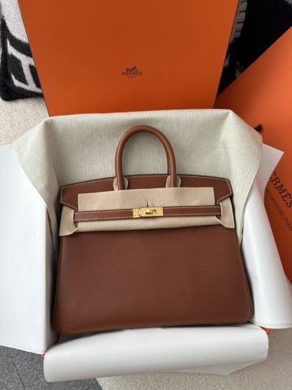  Hermes Birkin 25cm CC34 Favue Handmade Hand Stitching Barenia natural Gold Hardware #3503 - Image 15