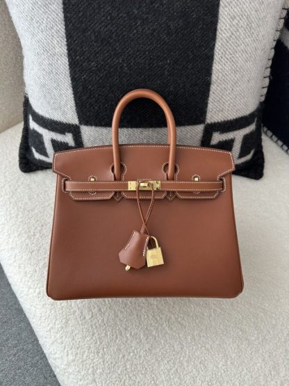  Hermes Birkin 25cm CC34 Favue Handmade Hand Stitching Barenia natural Gold Hardware #3503 - Image 17
