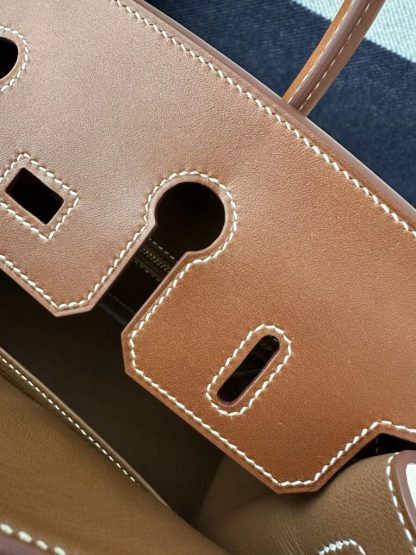  Hermes Birkin 25cm CC34 Favue Handmade Hand Stitching Barenia natural Gold Hardware #3503 - Image 3