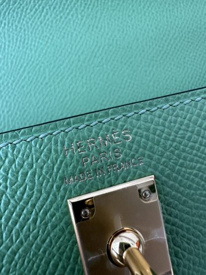  Hermes Kelly 25 3I Vert Criquet Handmade Epsom Gold #3539 - Image 5