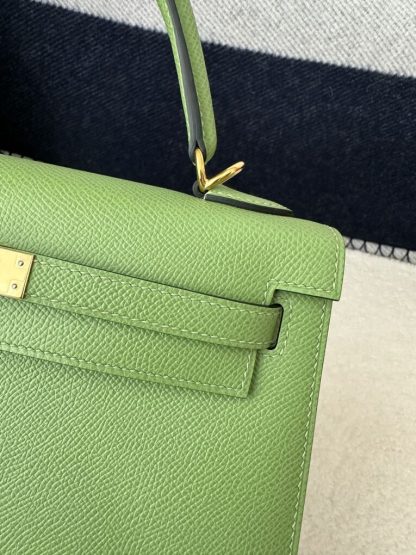  Hermes Kelly 25 3I Vert Criquet Handmade Epsom Gold #3539 - Image 8