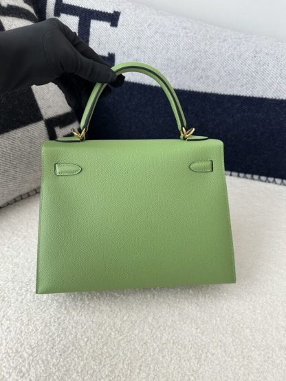  Hermes Kelly 25 3I Vert Criquet Handmade Epsom Gold #3539 - Image 13