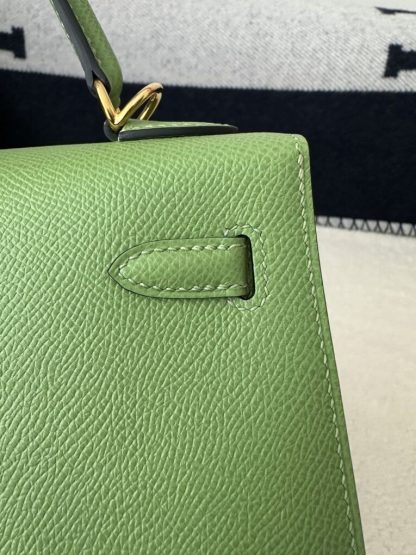  Hermes Kelly 25 3I Vert Criquet Handmade Epsom Gold #3539 - Image 10