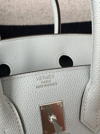  Hermes Birkin 25cm T0 Blue brume Handmade Hand Stitching Epsom Leather Sliver Hardware #3502 - Image 2