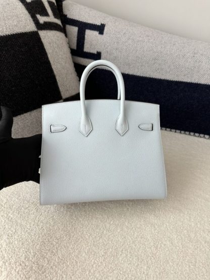  Hermes Birkin 25cm T0 Blue brume Handmade Hand Stitching Epsom Leather Sliver Hardware #3502 - Image 6