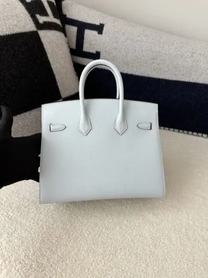  Hermes Birkin 25cm T0 Blue brume Handmade Hand Stitching Epsom Leather Sliver Hardware #3502 - Image 6