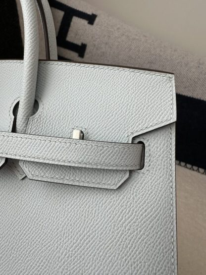 Hermes Birkin 25cm T0 Blue brume Handmade Hand Stitching Epsom Leather Sliver Hardware #3502 - Image 8