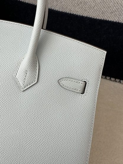  Hermes Birkin 25cm T0 Blue brume Handmade Hand Stitching Epsom Leather Sliver Hardware #3502 - Image 5