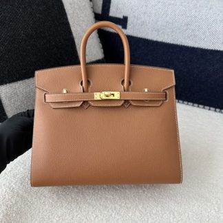 Replica Hermes Birkin 25cm CC37 Gold Handmade Hand Stitching Epsom Leather Gold Hardware #3501
