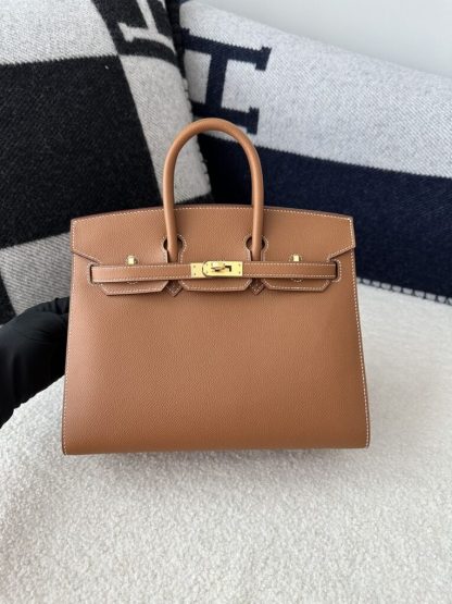 Replica Hermes Birkin 25cm CC37 Gold Handmade Hand Stitching Epsom Leather Gold Hardware #3501