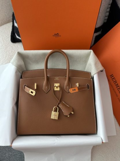  Hermes Birkin 25cm CC37 Gold Handmade Hand Stitching Epsom Leather Gold Hardware #3501 - Image 12