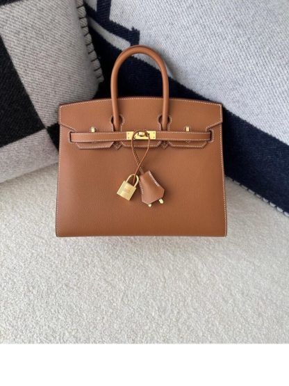  Hermes Birkin 25cm CC37 Gold Handmade Hand Stitching Epsom Leather Gold Hardware #3501 - Image 14