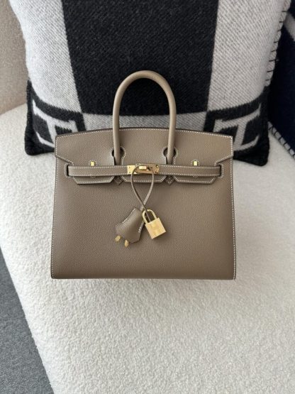  Hermes Birkin 25cm CC18 Etoupe grey Handmade Hand Stitching Epsom Leather Gold Hardware #3500 - Image 17