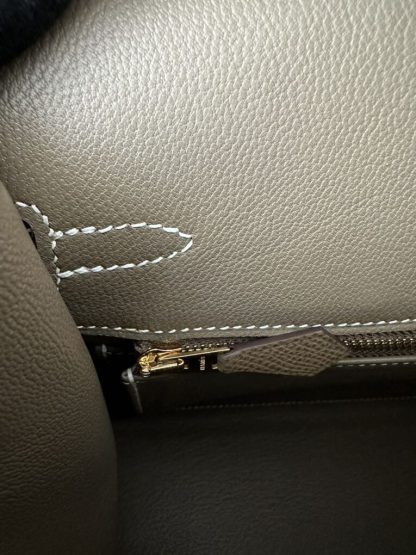  Hermes Birkin 25cm CC18 Etoupe grey Handmade Hand Stitching Epsom Leather Gold Hardware #3500 - Image 4