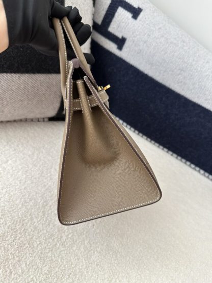  Hermes Birkin 25cm CC18 Etoupe grey Handmade Hand Stitching Epsom Leather Gold Hardware #3500 - Image 11