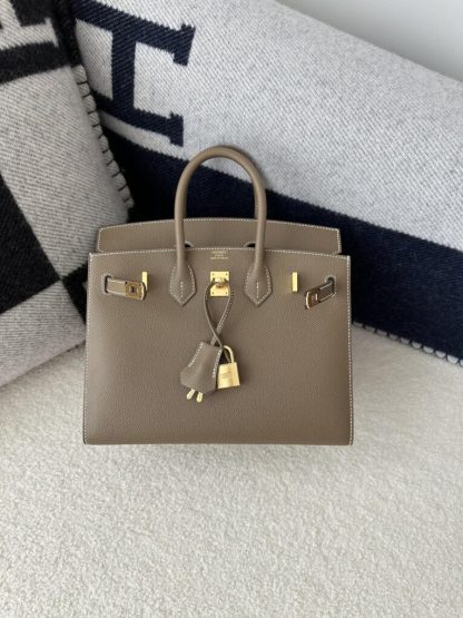  Hermes Birkin 25cm CC18 Etoupe grey Handmade Hand Stitching Epsom Leather Gold Hardware #3500 - Image 6