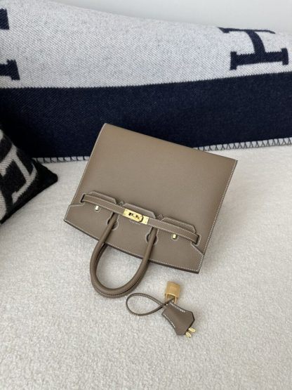  Hermes Birkin 25cm CC18 Etoupe grey Handmade Hand Stitching Epsom Leather Gold Hardware #3500 - Image 12