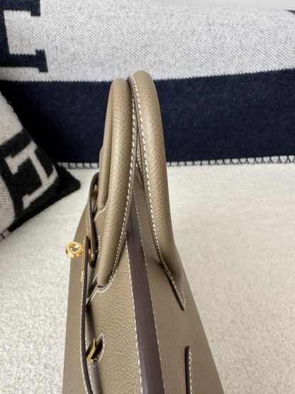  Hermes Birkin 25cm CC18 Etoupe grey Handmade Hand Stitching Epsom Leather Gold Hardware #3500 - Image 9