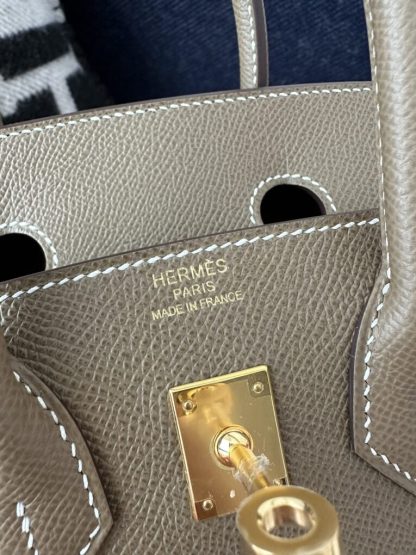  Hermes Birkin 25cm CC18 Etoupe grey Handmade Hand Stitching Epsom Leather Gold Hardware #3500 - Image 7