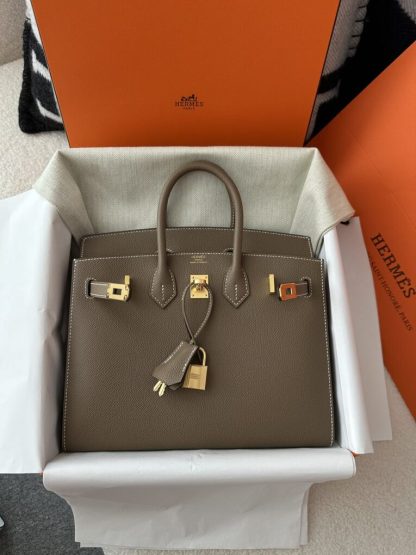  Hermes Birkin 25cm CC18 Etoupe grey Handmade Hand Stitching Epsom Leather Gold Hardware #3500 - Image 16