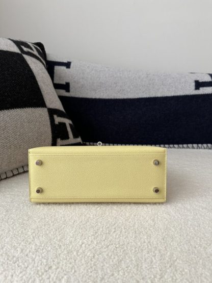  Hermes Kelly 25 1Z Jaune poussin Handmade Epsom Sliver #3538 - Image 2