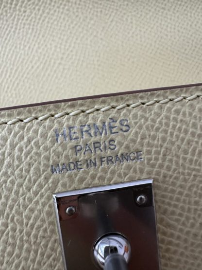  Hermes Kelly 25 1Z Jaune poussin Handmade Epsom Sliver #3538 - Image 3