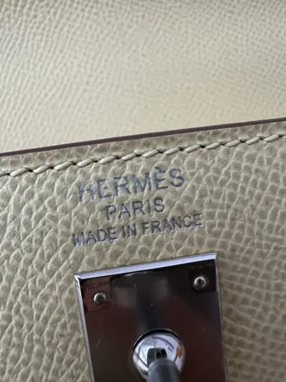  Hermes Kelly 25 1Z Jaune poussin Handmade Epsom Sliver #3538 - Image 3