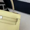  Hermes Kelly 25 1Z Jaune poussin Handmade Epsom Sliver #3538 - Image 10