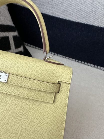  Hermes Kelly 25 1Z Jaune poussin Handmade Epsom Sliver #3538 - Image 10