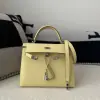  Hermes Kelly 25 1Z Jaune poussin Handmade Epsom Sliver #3538 - Image 4