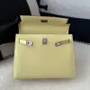 Hermes Kelly 25 1Z Jaune poussin Handmade Epsom Sliver #3538 - Image 5