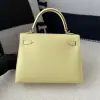 Hermes Kelly 25 1Z Jaune poussin Handmade Epsom Sliver #3538 - Image 11