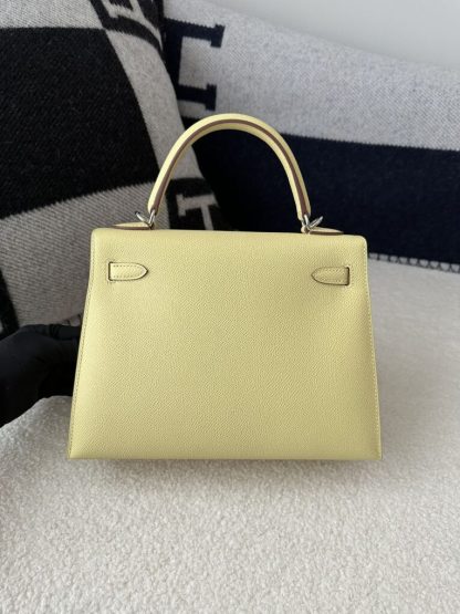  Hermes Kelly 25 1Z Jaune poussin Handmade Epsom Sliver #3538 - Image 11