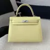  Hermes Kelly 25 1Z Jaune poussin Handmade Epsom Sliver #3538 - Image 12