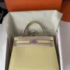  Hermes Kelly 25 1Z Jaune poussin Handmade Epsom Sliver #3538 - Image 14
