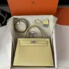  Hermes Kelly 25 1Z Jaune poussin Handmade Epsom Sliver #3538 - Image 15