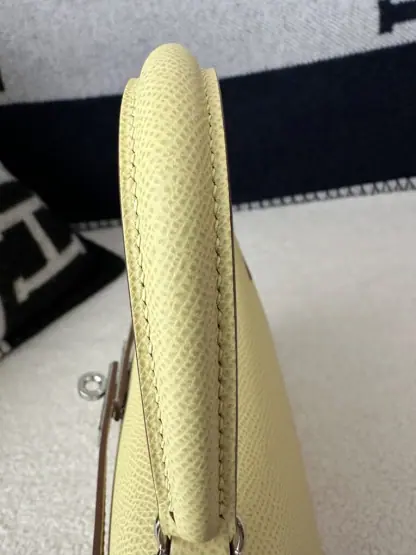  Hermes Kelly 25 1Z Jaune poussin Handmade Epsom Sliver #3538 - Image 13