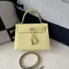 Replica Hermes Kelly 25 1Z Jaune poussin Handmade Epsom Sliver #3538