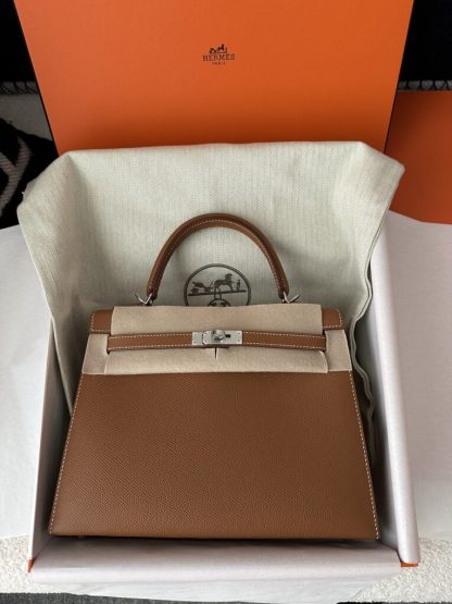  Hermes Kelly 25 CK37 Gold Handmade Epsom Sliver #3537 - Image 15