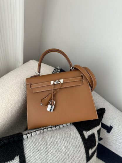  Hermes Kelly 25 CK37 Gold Handmade Epsom Sliver #3537 - Image 17